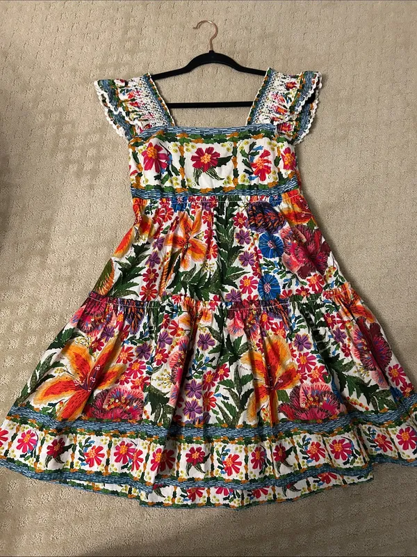 NWT FARM Rio Off-White Tropical Yard Sleeveless Mini Dress, Medium - Image 3