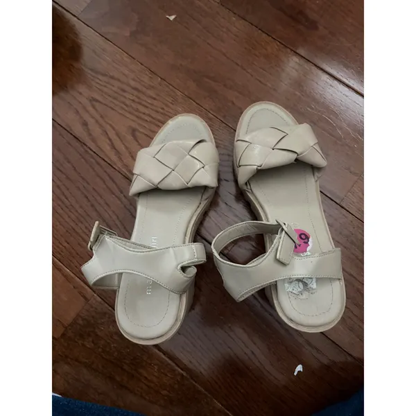 Madden Girl G-Sense Women Beige Woven Platform‎ Chunky Heel Sandals Size 6.5 - Image 3