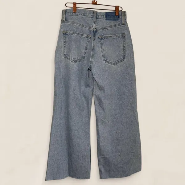 etica devon crop wide leg light wash jeans| sz 25 raw hem eco denim - Image 3