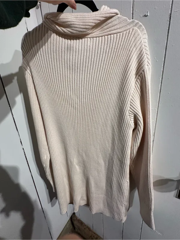 FREE PEOPLE BEACH NWT Cozy Cream Ribbed Knit Sweater dress - Image 4