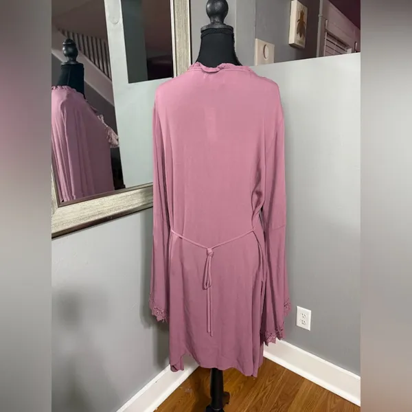NWT Ariat Boho Western mauve dress crochet detail bell sleeve & tassel large - Image 5