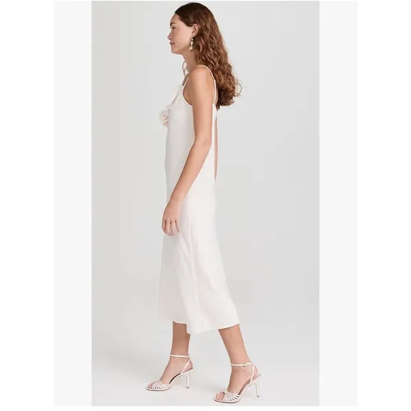 NWT WAYF Slip Midi Dress Bow Front Satin Size Medium - Image 8