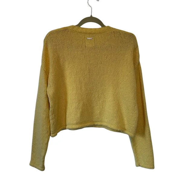Billabong Womens Henley Sweater Butter Yellow Slouchy Knit Beachy Coastal Large - Image 8