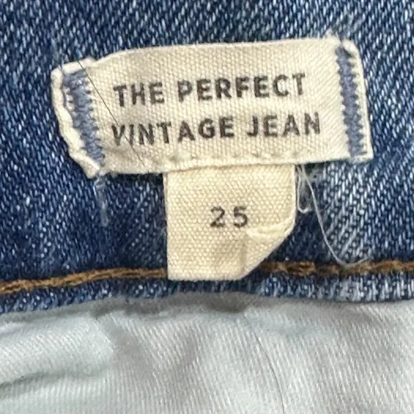 Madewell The Perfect Vintage Jean Ainsworth Wash‎ Size 25 Raw Hem High Waist - Image 6
