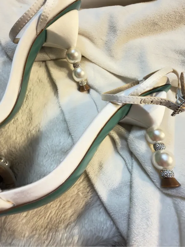 Betsey Johnson SB-Jacy Ivory Pearl-Embellished Ankle Strap Heels size 7.5 - Image 8