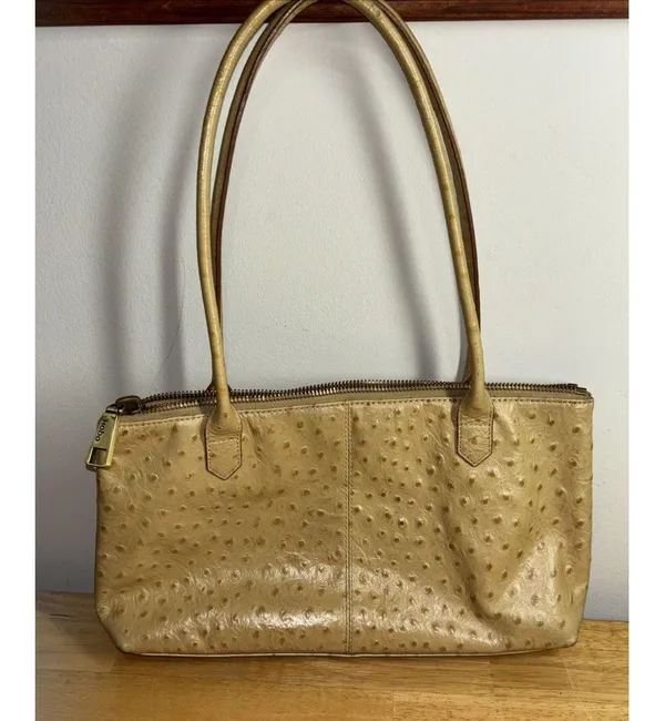 HOBO The Original Champagne Tan Ostrich Leather Shoulder Bag - Image 2