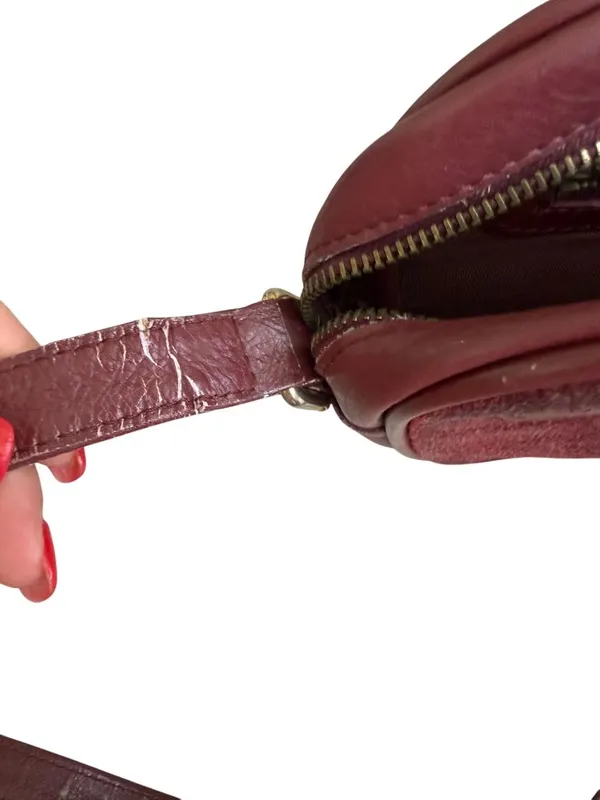 CARTIER Vintage Must Line Bordeaux Suede Calfskin Leather Crossbody Bag - Image 7