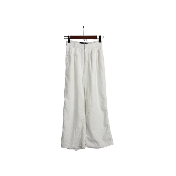 Hollister Livvy Wide Leg White Linen Blend Baggy High Rise Pants Size XS - Image 3