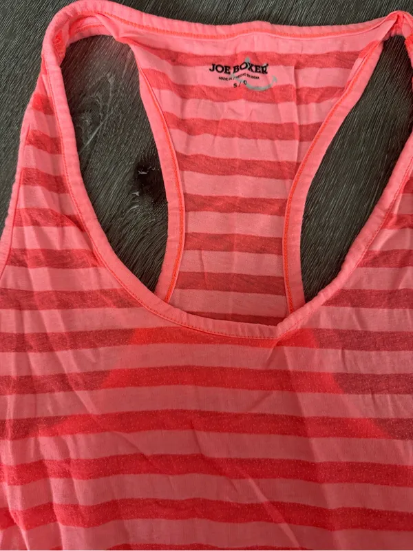 Joe Boxer Striped Racerback Tank Top - Neon Coral Pink (S) - Image 2