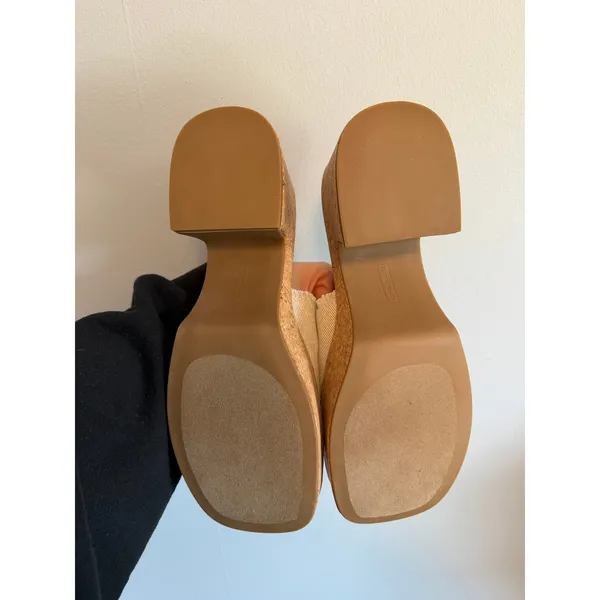 Steve Madden Canary Fabric Platform Sandals Heels Cork size 9.5 - Image 4