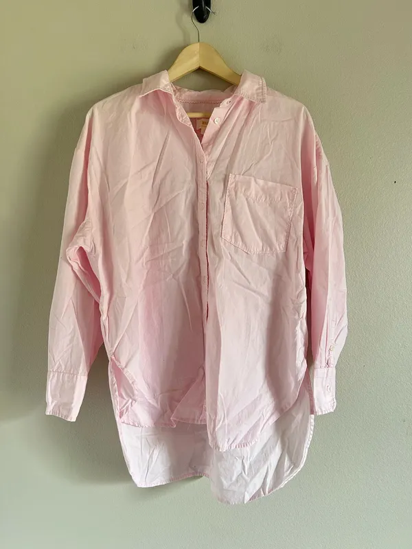 Anthropologie Maeve The Bennet Buttondown Shirt Top Pink Long Sleeve Large - Image 2