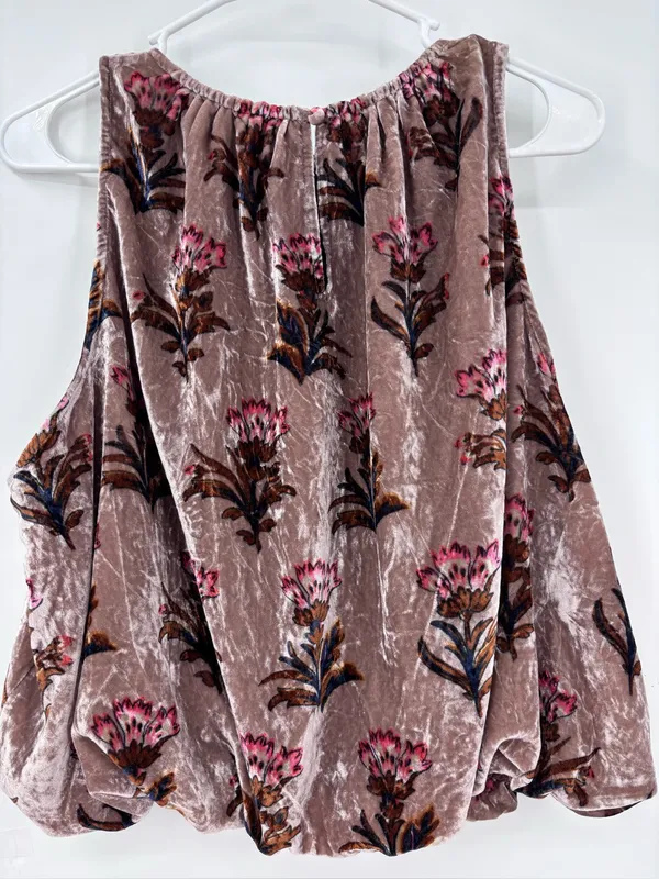 Anthropologie pink Floral Halter Crop Camisole - Image 5