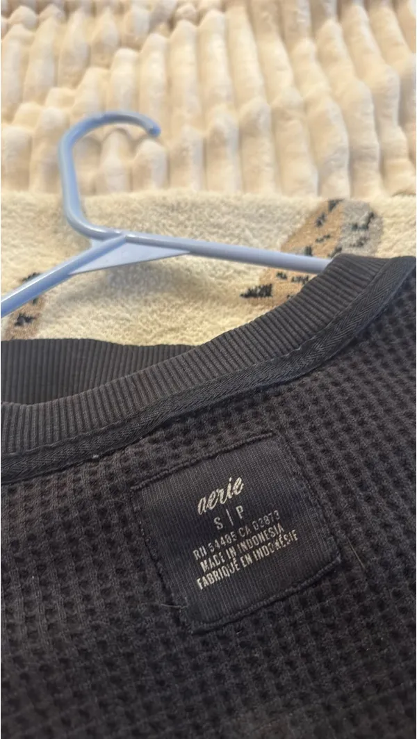 Aerie Black Waffle Knit Sweater - Image 2