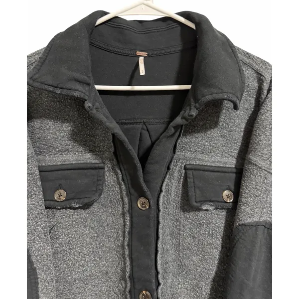 Free People Ruby Jacket Washed‎ Black Oversized Women's Size Small - Image 3