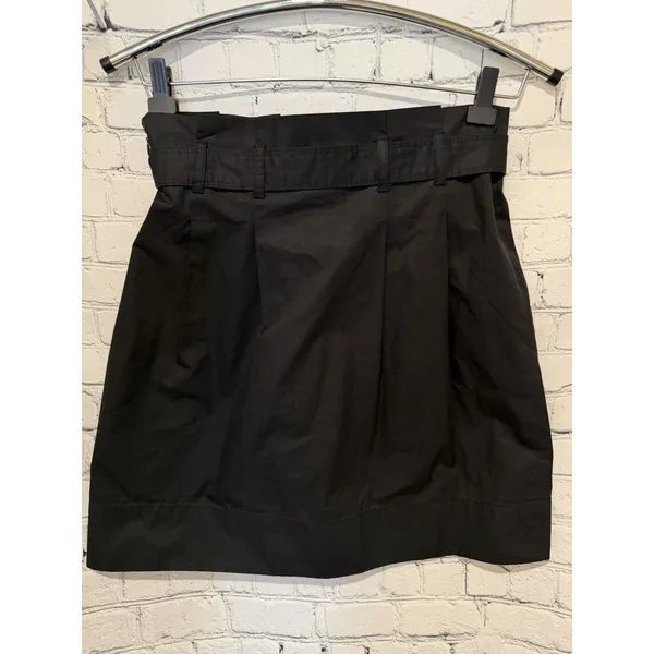 Ann Taylor Belted Pleated Skirt Women's Size 2 Black Elastic Waist Cotton - Image 3