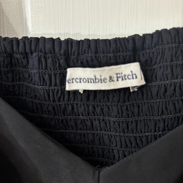 Abercrombie & Fitch Black Whimsygoth Baddie Smocked Sheer Sleeve Crop Blouse XXS - Image 5