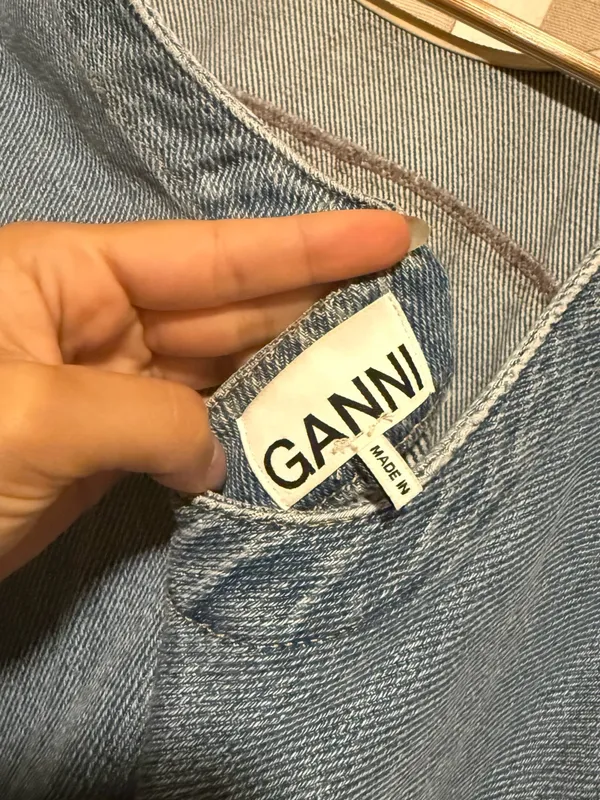 Ganni Light Blue Denim Maxi Dress with Raw-Edge Trim - Image 6