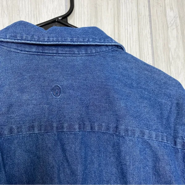 Christine Alexander Bedazzled Cat Button Down Chambray Denim Shirt size M Medium - Image 10