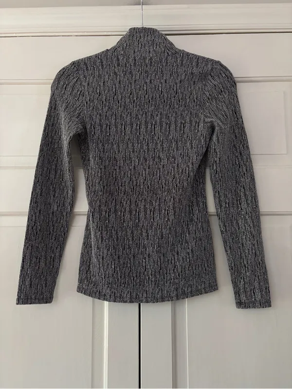 SEZANE Silver Nemy Jumper Size XS Metallic Mock Neck Turtleneck Top Long Sleeve - Image 10