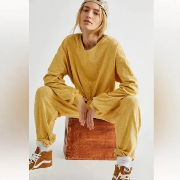 Free People Beach Culver City Pleated Slouchy Pants Size XS Yellow‎ Boho Casual - Image 11