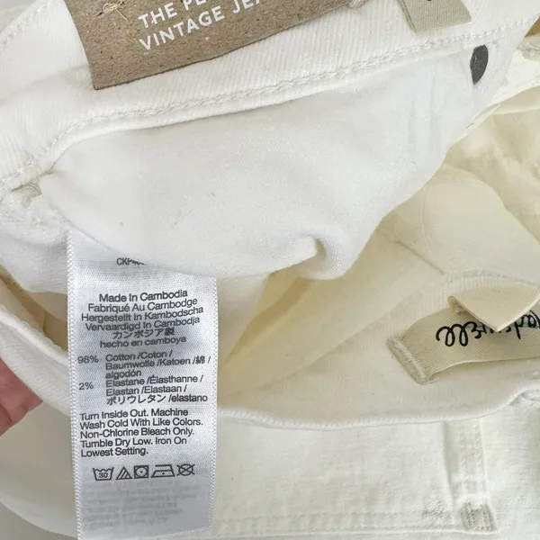 Madewell The Perfect Vintage Jean Tile White High Rise Classic Raw Hem US 30 NWT - Image 11