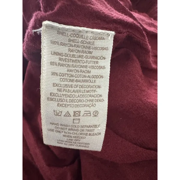 Free People Mini Dress Size 4 Burgundy Tan Floral Embroidery Bell Sleeve Boho - Image 6
