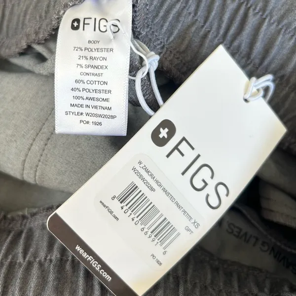 NWT Figs Woman’s Zamora Gray High Waisted Scrub Pants Size XS Petite‎ - Image 6