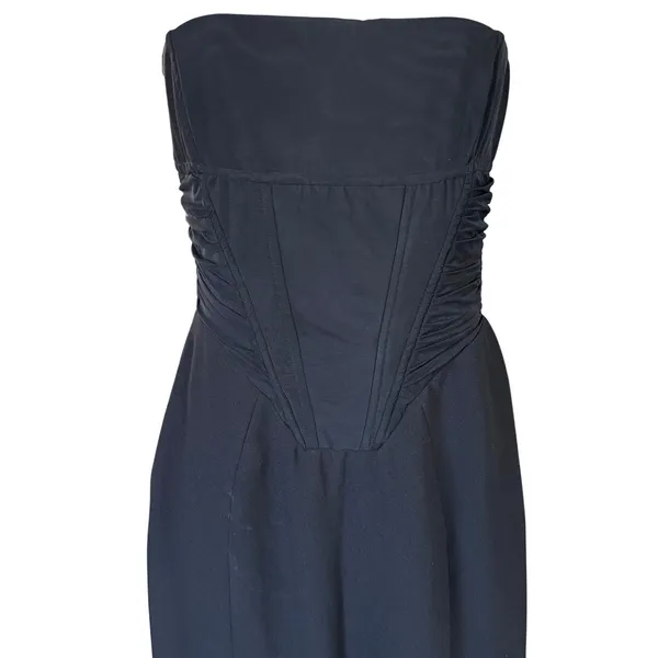 NWT‎ House of CB Fionula Strapless Feather Hem Midi Dress Size M Black - Image 2