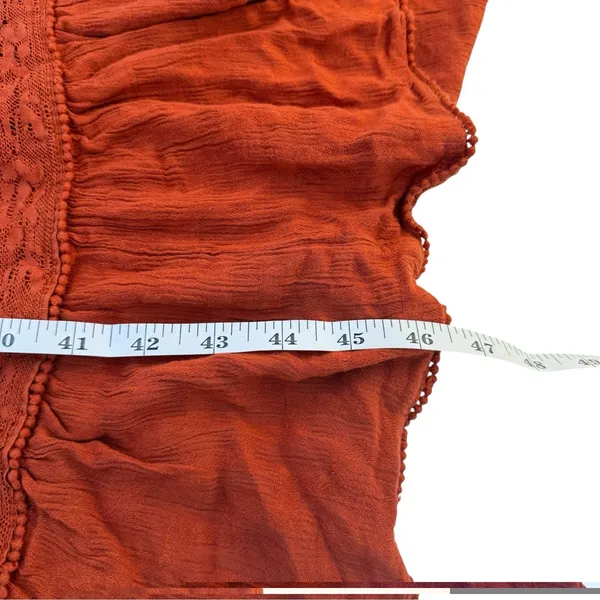Free People Mockingbird Eyelet Tiered Maxi Dress Size XS Rust Orange Boho Chic - Image 14