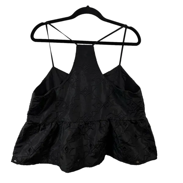 Tuckernuck Black Embroidered Eyelet Peplum Cami Racerback Tank Top XL Women - Image 2