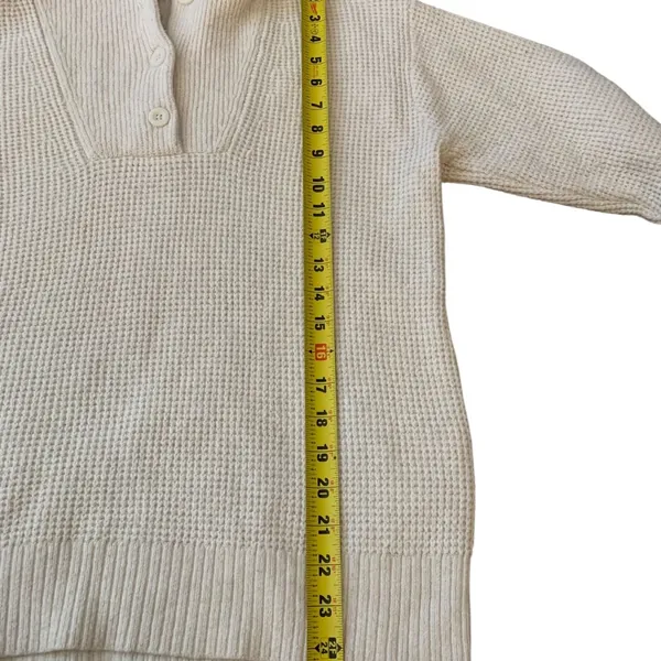 ​Aerie Cream Waffle Knit Henley Sweater‎ Oversized Button Front Soft Cottagecore - Image 8