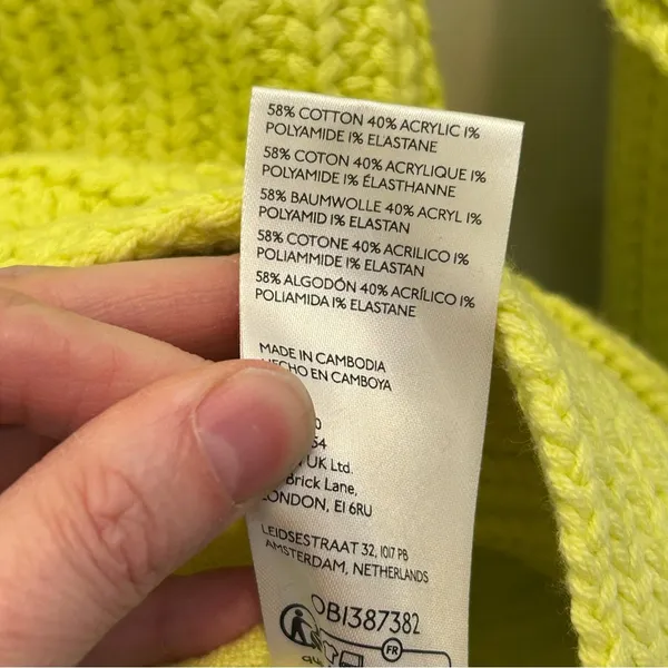 Free People Knit Sweater Neon Yellow Cardigan Swim Too Deep Cardi Oversized XS - Image 8