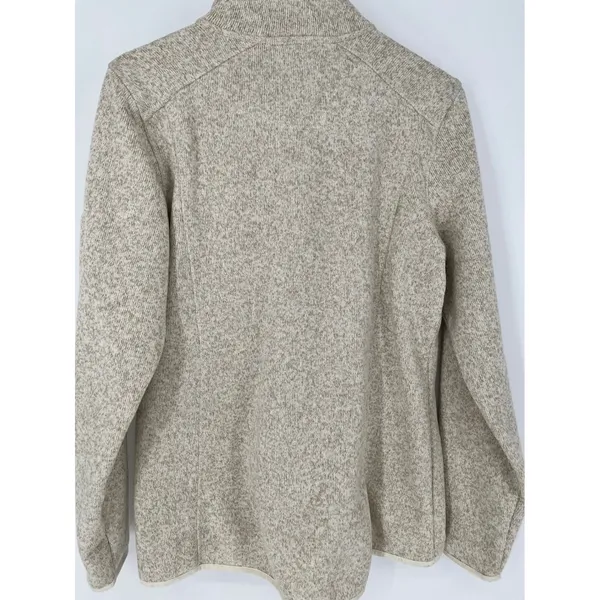 LL BEAN Sweater Fleece Jacket Womens Medium Beige Oatmeal Full Zip 279684 - Image 5