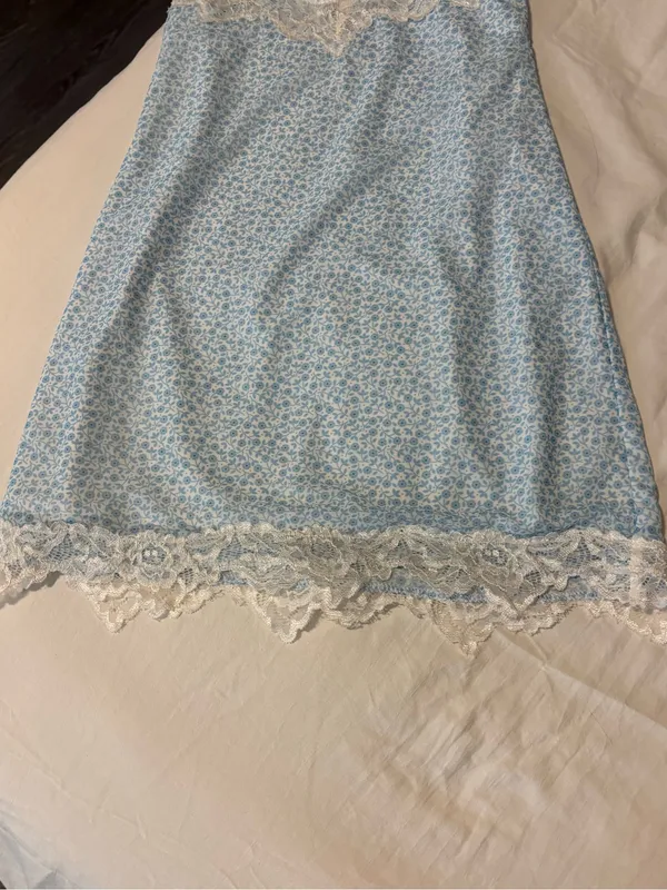 Tiger Mist Blue Floral Lace Trim Slip - Image 2