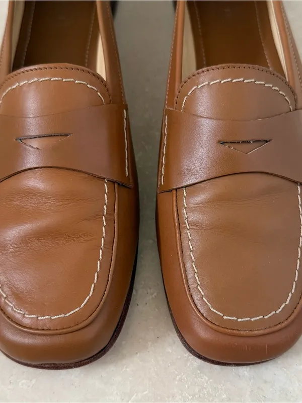 Coach Shari Nappa Camel Natural Tan Vacchetta Leather Slip On Penny Loafer 7.5 B - Image 5
