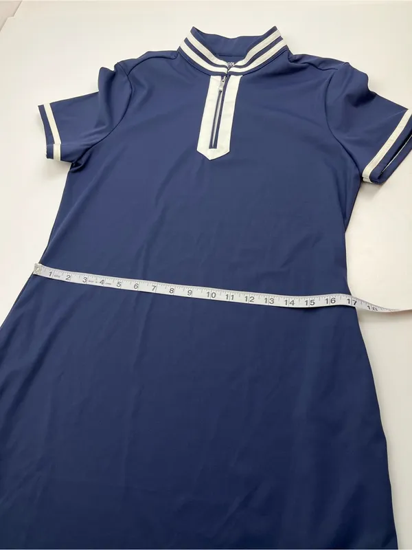 Acegolfs Blue White Color-block Short Sleeve Polo Golf Dress‎ Womens Medium NEW - Image 9