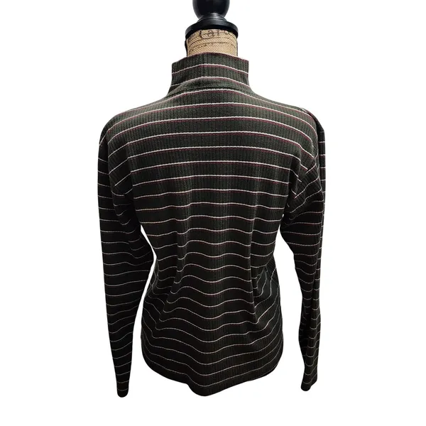 Mountain Lake‎ Green Ribbed Striped Turtleneck Long Sleeve Top Women's Medium - Image 2