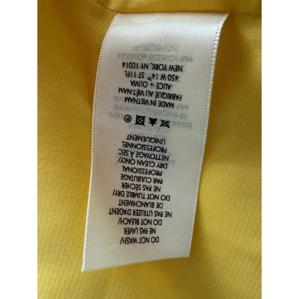 Alice + Olivia Virgil Belted Mini Dress Women's 0 Yellow Boat Neck - Image 8