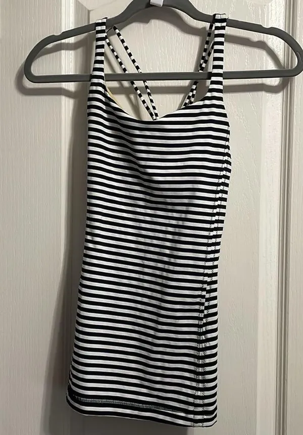 Lululemon Free to be Black & White Striped Tank - Image 3
