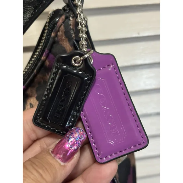 COACH NWT Ocelot Hobo Violet Multi Animal Print F26033 Large Logo - Image 5