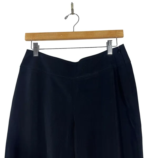 White House Black Market Wide Leg Trousers Solid Black Professional Stretch Sz 6 - Image 2
