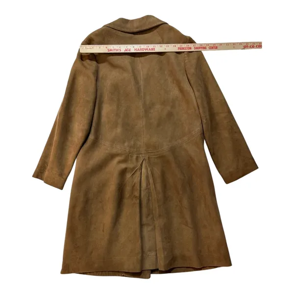 Vintage 60’s Leather Jacket Coat Brown Small Suede Leather Buttons Lined Collar - Image 9