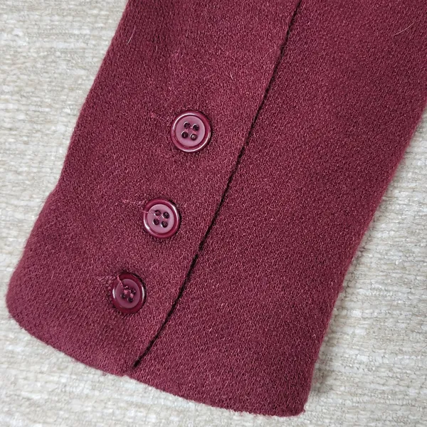 41 Hawthorne Tweed Blazer Womens Medikum Burgundy Jacket Elbow Patches Buttons - Image 4