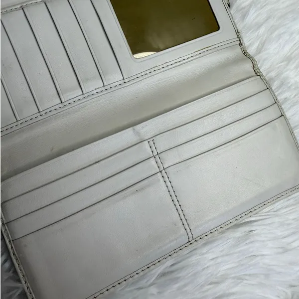 COACH Brown White Signature Canvas Wallet - Image 8