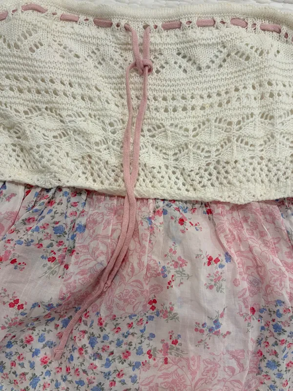 Hollister Strapless Babydoll top - White & Light Pink Floral - Image 4