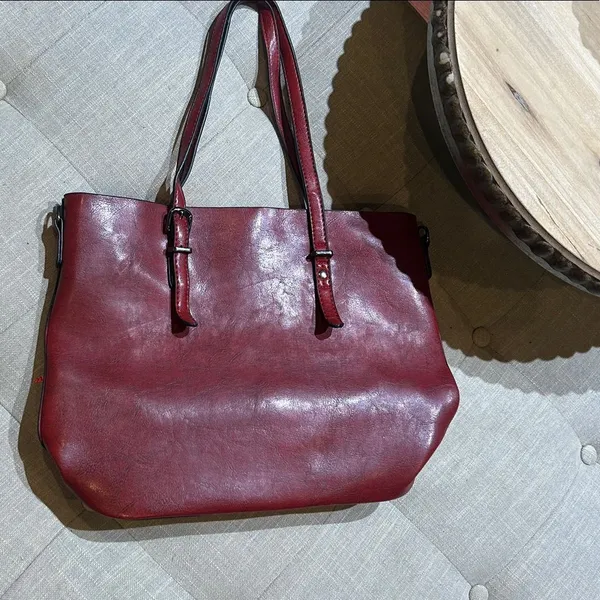Non Signe Red Leather Tote Bag - Image 2