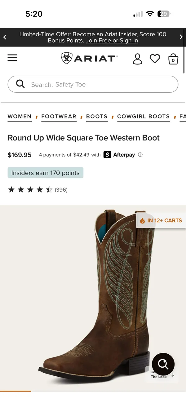 Ariat Round Up Wide Square Toe Western Boot - Image 6