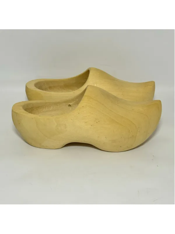 Dutch Holland Handmade Traditional Plain Solid Wood Wooden Clog Shoes Size 39 - Image 2