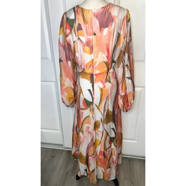 Petal & Pup NWT Floral Laquin Cutout Long Sleeve‎ Maxi Dress XL Adjustable - Image 3