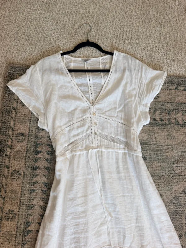 Rails white flowy tiered short sleeve cotton midi dress L. - Image 4